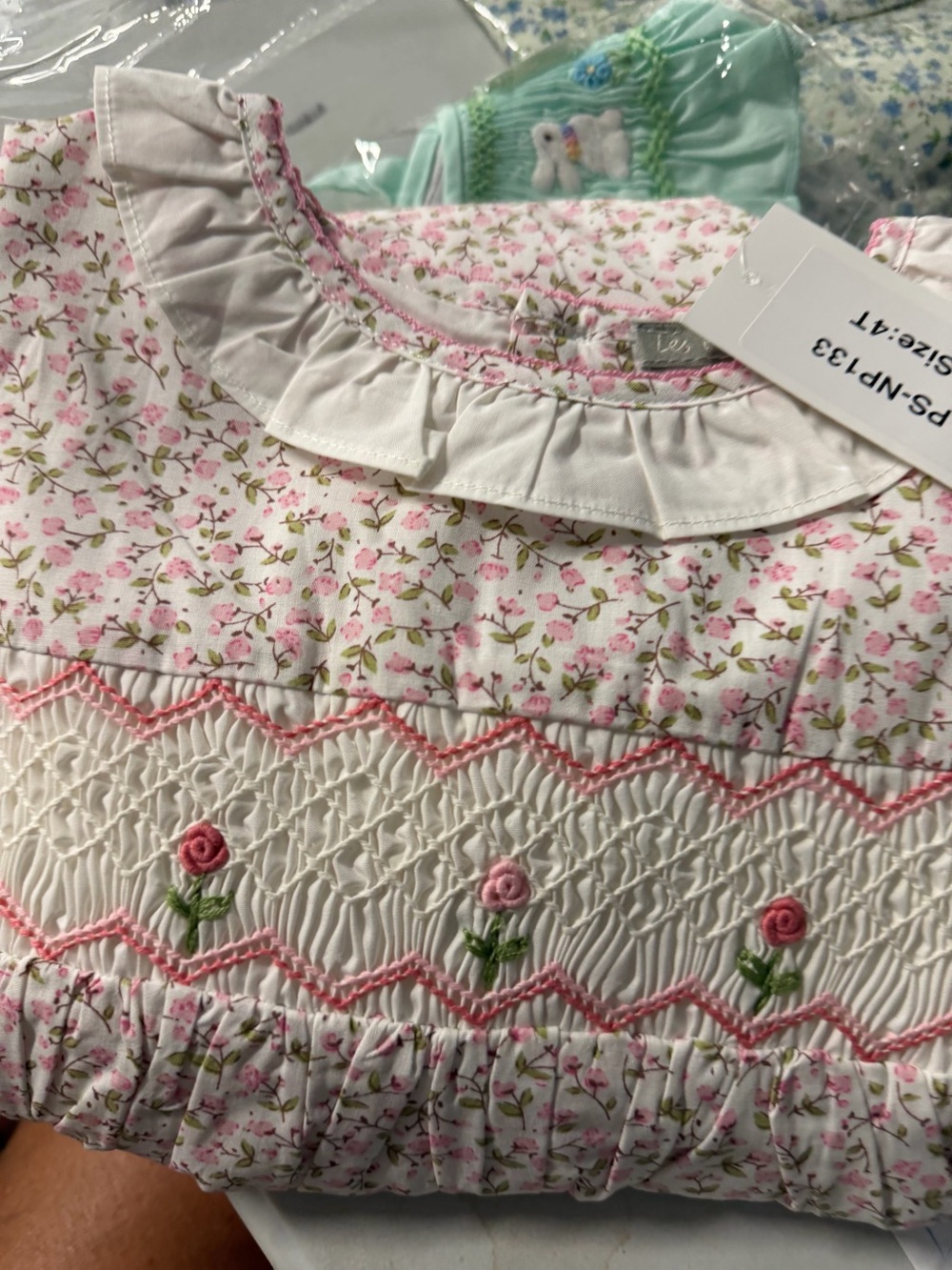 Smocked size 4 pink floral dress new with tags